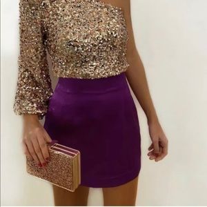 NWT ZARA WOMAN SS21 PURPLE SATIN EFFECT MINI SKIRT - SIZE: Sm - REF. 9479/259